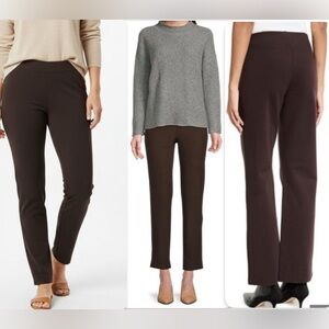 Eileen Fisher Brown Slim Pull on Ankle Pant Heavyweight Rayon Knit Size PM